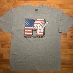 MTV Music Television USA Flag Logo T-shirt XL